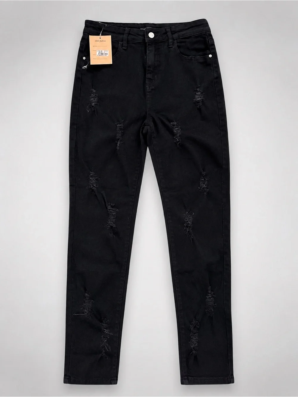 Black Distressed Men’s Jeans - Classic Fit